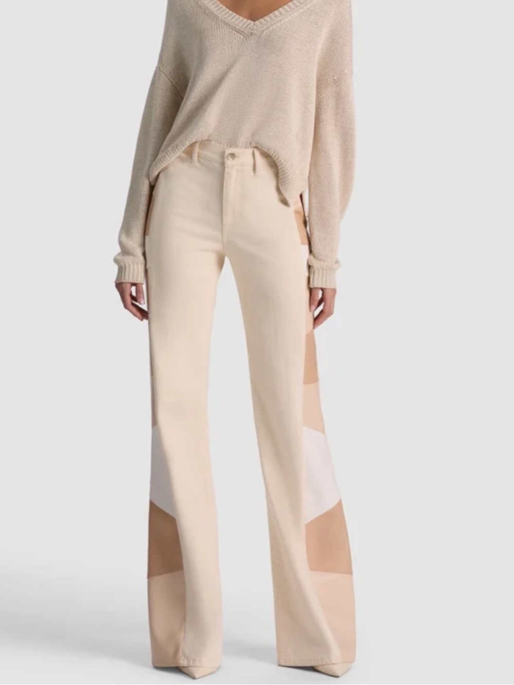 Alice and Olivia “Beautiful” vegan patchwork
jeans